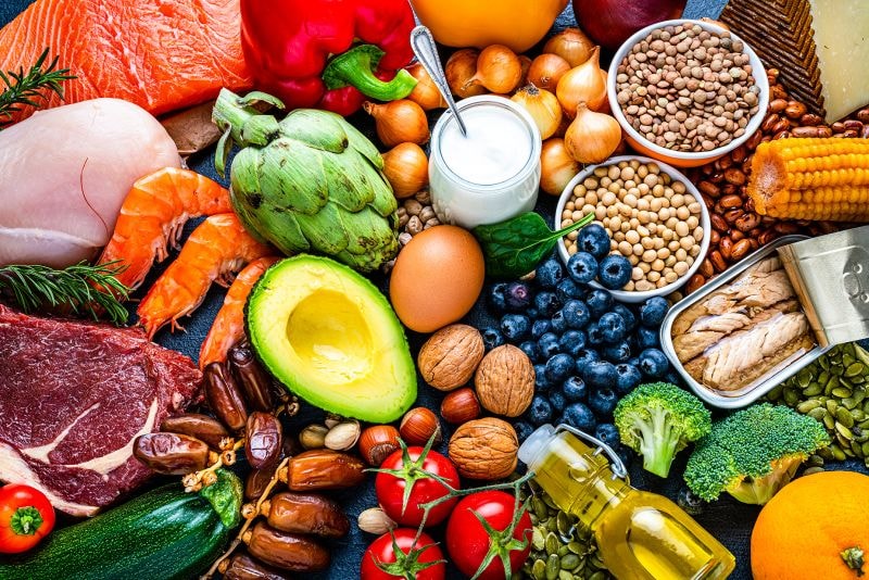 Healthy food flat lay
